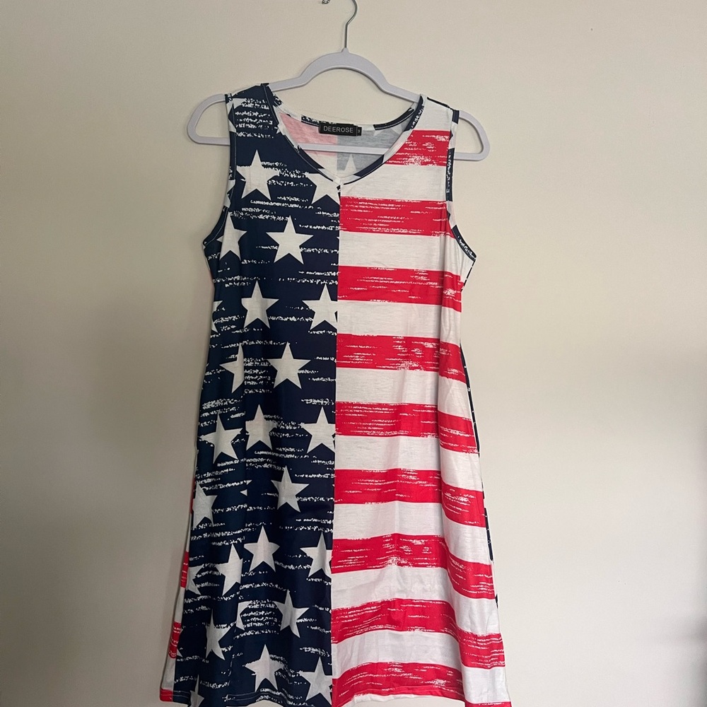 New Patriotic Stars and Stripes Dress Size  M Deerose
